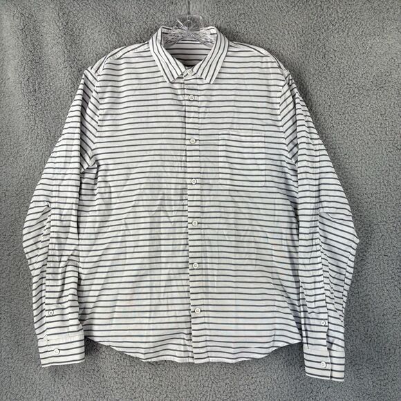 Lululemon Commission Shirt Mens Large L White Long Sleeve Button Up Striped - Picture 1 of 7